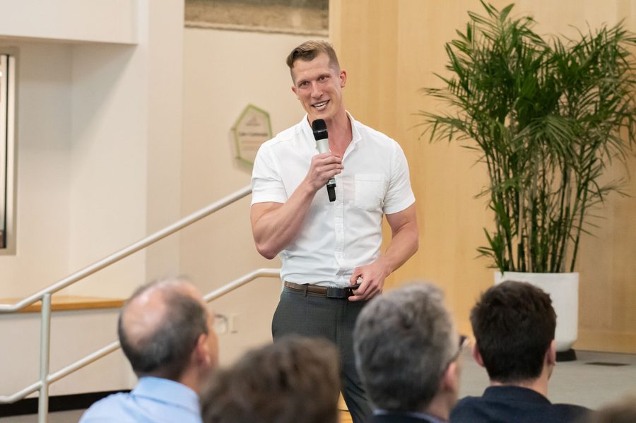 Jesse Henry speaking at Greentown Labs